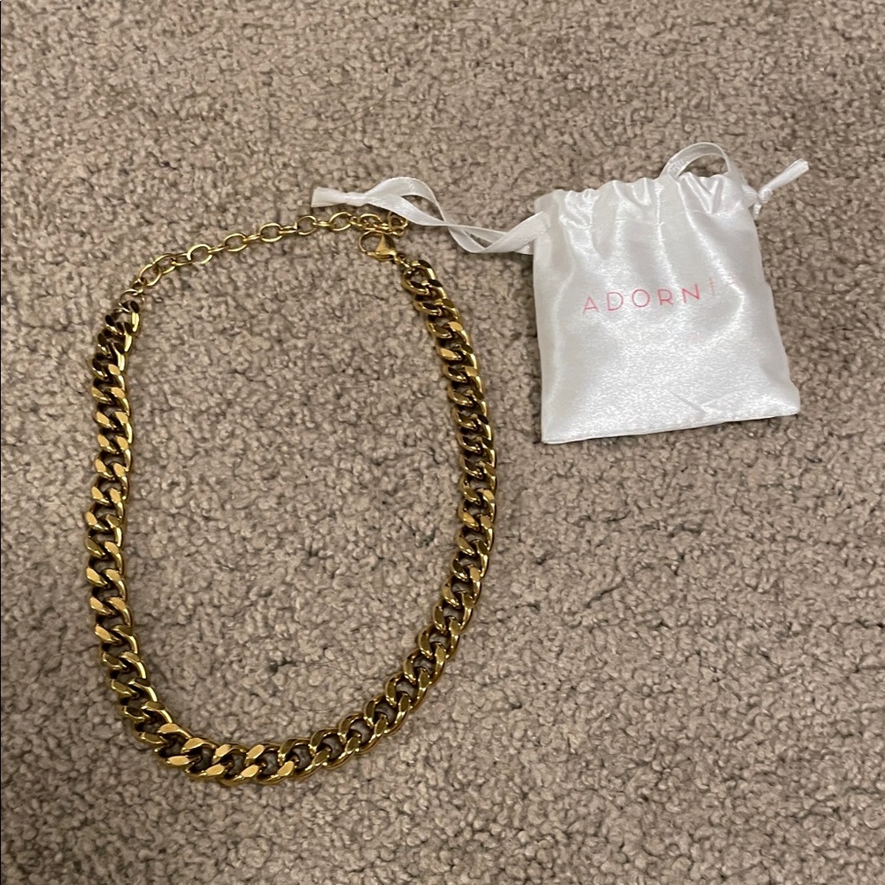 Adornia Gold Curb Chain Necklace - Women's Classic Statement